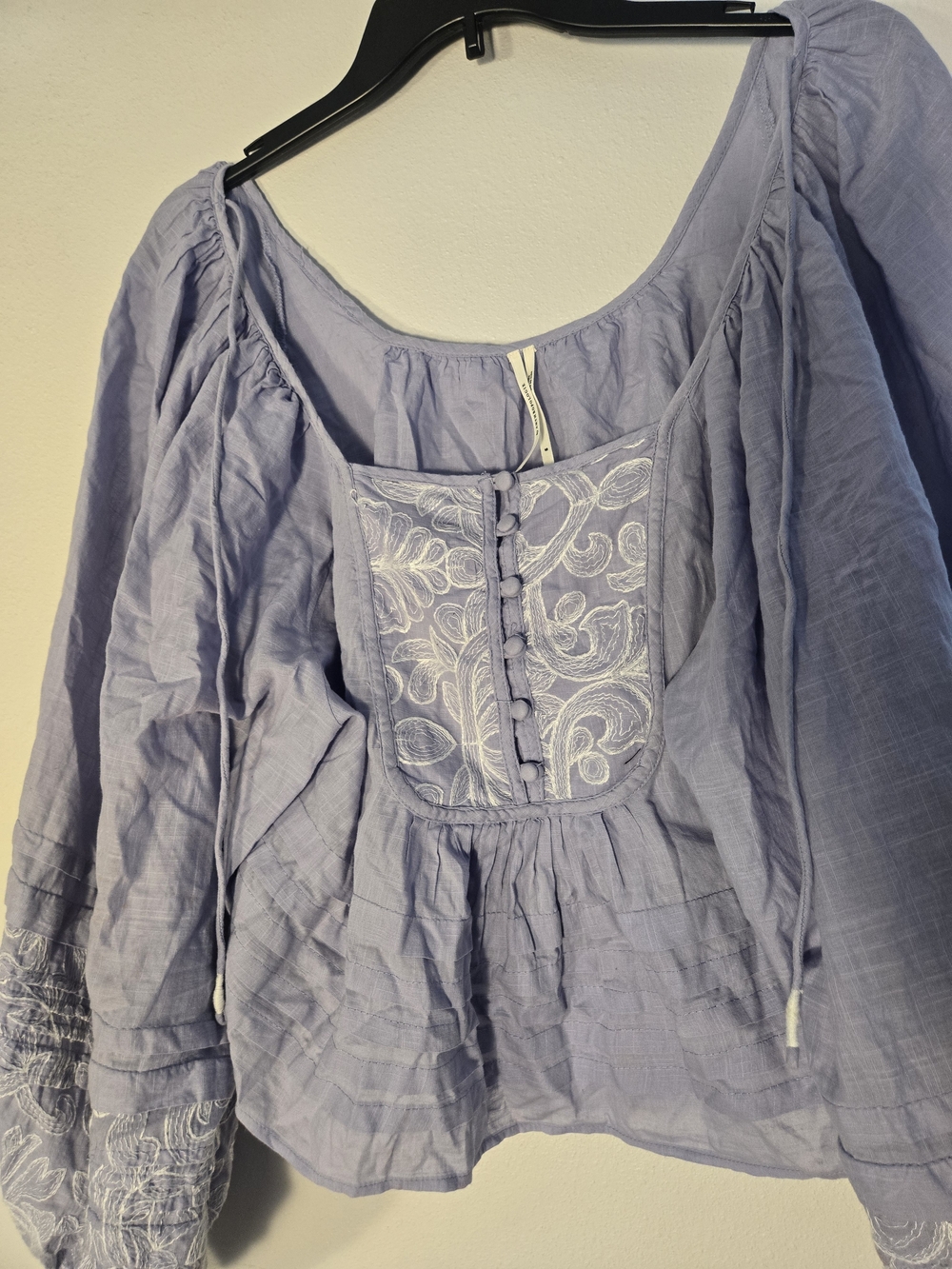Anthropologie Lavender Embroidered Peasant Blouse - Picture 4 of 6